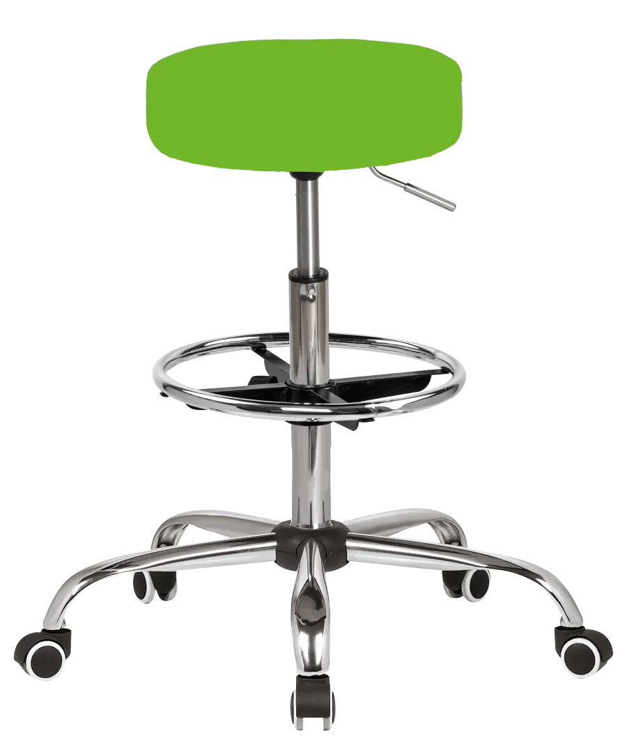 LZ 21SP EXT židle lékařská, HR sedák, kříž chrom, kruh pro nohy, ekokůže zelená